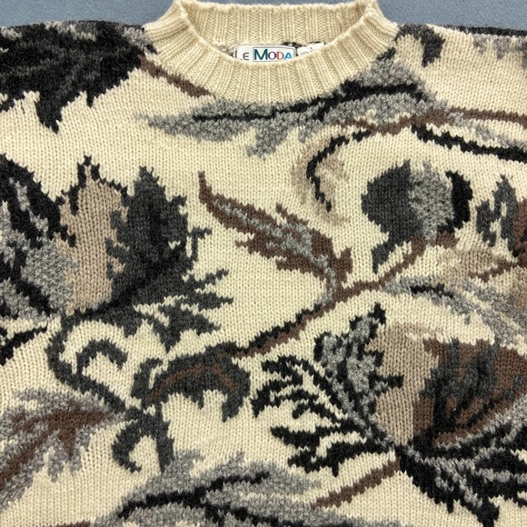 Vintage Le Moda Womens Crewneck Chunky Knit Sweater Sz S Knitted by Hand - Picture 2 of 8